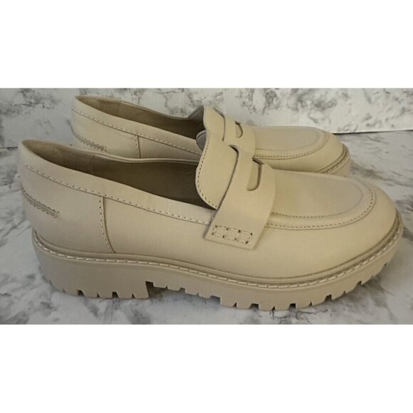 Schutz‎ Christie Weekend Leather Loafer Lug Sole Womens 8 Eggshell Cream New - Picture 1 of 8